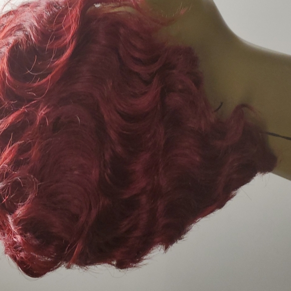 Burgundy 100% Human Hair Finger wave wig New with tags short - Picture 9 of 12